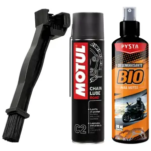 Motul C2 Lubricante De Cadenas + Desengrasante + Cepillo